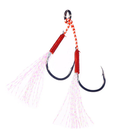 High Carbon Steel Pike Assist Hook with Luminous Tinsel Fishing Hooks Double Fishhook