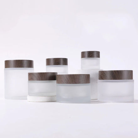 Glass Jar with Dark Wood Lid 15g 30g 50g 100g Cosmetic Packaging Face Cream Glass Jar Skin Care Cream Container With Bamboo Lid