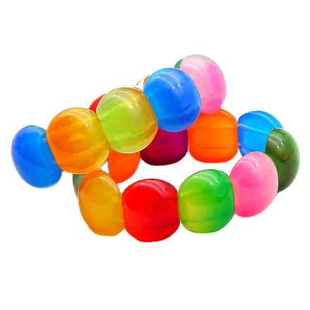 New Creative Personality Colorful Half Round Beads Hollywood Candy Color Elastic Bracelet for Women