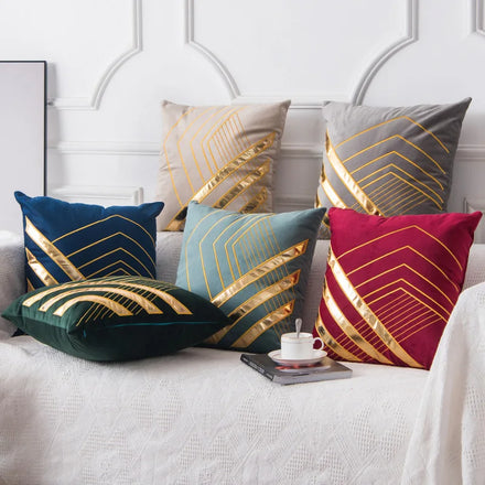 Amity Luxury Square Velvet Embroidery Throw Pillow Cover Nordic Geometric Home Sofa Decor Polyester Cushion Cover