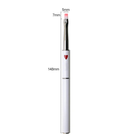 Socheal Custom Logo Heart-Shaped Metal Handle Nylon Hair Nail UV Flat Building Brush for Acrylic Nail Art Brush