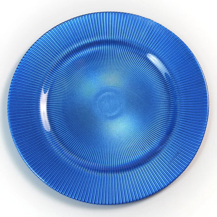 Wholesale 13 Inch Cobalt Navy Blue Royal Glass Eco-Friendly Feature Charger Plates for Formal Wedding