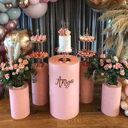 M892 Wedding Event Party Decoration Props Display pink White Golden Iron Cake Stand Cylinder Dessert Table Stand