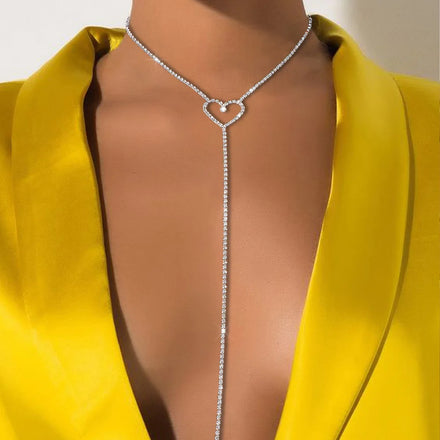 Women Luxury Wedding Dress Crystal Necklace Body Chain 2023 New Design Full Rhinestone Bling Bling Fine Jewekry Necklace