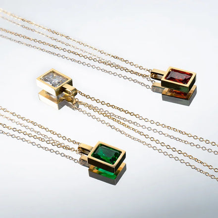 New Ins Style Minimalist 18K Gold Vacuum Plate Stainless Steel Zircon Necklace for Lady Women