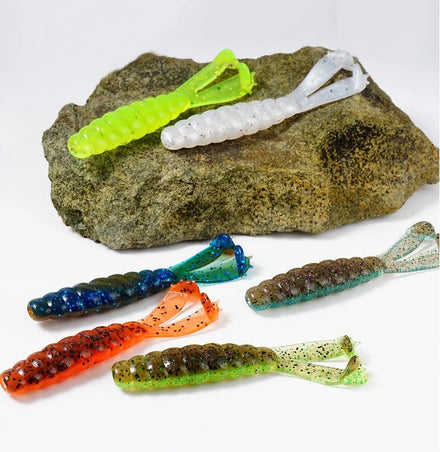 Fishing Lures 10pcs/bag 70mm/3g TPR Material Salted Floating Sheep Horn T-tail Soft Bait Fishing Fish Shape Worm