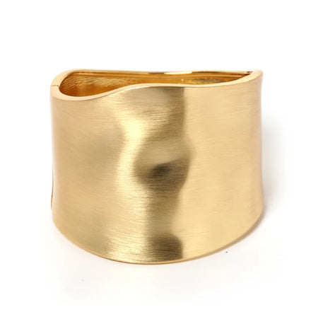 Fashion Simple Gold Color Exaggerated Wide Rim Bracelet Metal Irregular Fine Jewelry Bangles Accessories