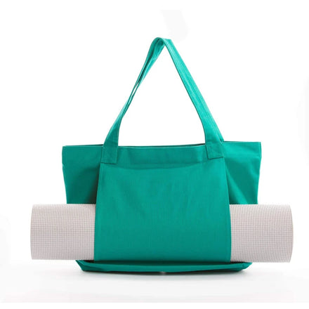 Custom Logo Printed Letter Large Gym Sport Beach Shoulder Reusable Zipper Closure Cotton Canvas Tote Bags Yoga Mat Carrier