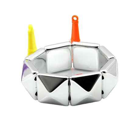 Hip Hop Punk Men's Gold Silver Plated CCB Square Plastic Beads Bracelet Exaggerated Personality Elastic Acrylic for Anniversary