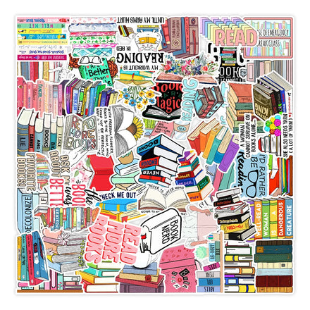 50Pcs Book Reading Graffiti Stickers Suitcase Skateboard Guitar Decorative Stickers DIY Waterproof Gift Sticker for Kids