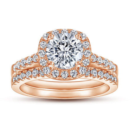 925 Sterling Silver Wedding Ring Set Rose Gold Plated Inlaid Zircon Brilliant Trendy Engagement Jewelry Romantic Parties Gifts