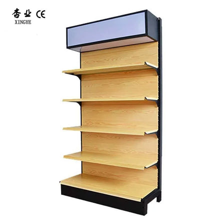 Factory Customized Color Size Wood Grain Shelf Stores Shelves Retails Gondola Rack Supermarket Shelf