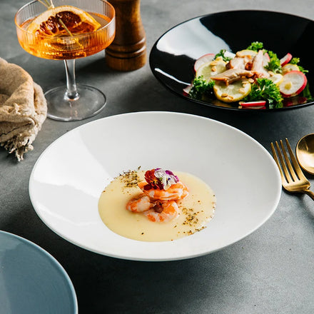 Nordic Ceramic Show Plate Dinner Soup Pasta Spaghetti Deep Cold Dish Salad Sweet Dessert Serving Tray Restaurant Dinnerware Sets