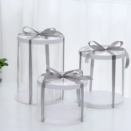 Wholesale Packaging Box Round PET Transparent 6 8 10 Inch Single Double Layer Heightened Cake Box with Window