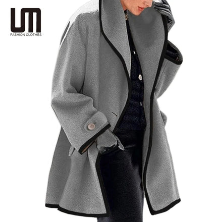 Liu Ming New Vintage Winter Womens Clothing Loose Outerwear Long Woolen Plus Size Coats