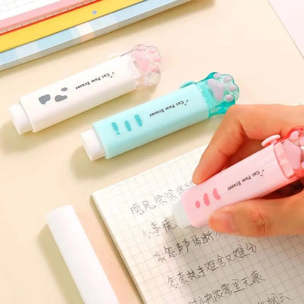 Kawaii Cat Paw Eraser for Kids School Office Supplies Cartoon Pen Eraser Gift Stationery Prizes Push-pull Cat Paw Cute Eraser