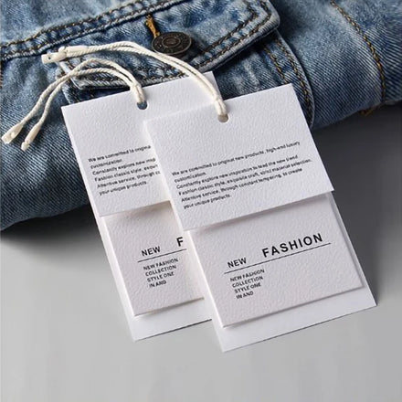 Recycle Paper Luxury Custom Design Garment Hang Tags for Clothing Socks & Shoes with Gold Hotstamping Printing