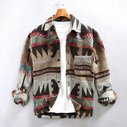 2024 High Quality Spring Fall Winter Vintage Aztec Male Coats Woolen Jacket for Men Wholesale