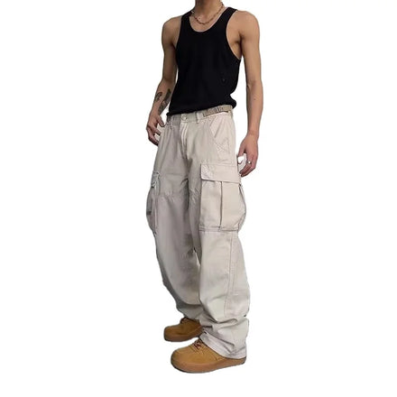 2024 Six Pocket Mens Outdoor Pant Nylon Hip Hop Baggy Pants Straight Beige Tactical Cargo Unisex Cargo Pants Men