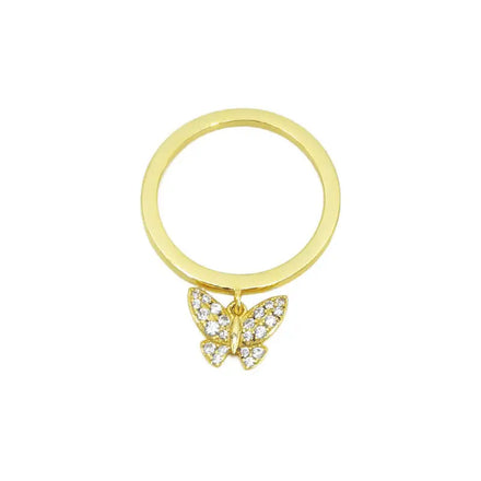 Silver Classic Rhodium & Gold Plated Butterfly Pendant Rings for Women Wedding & Party Fashion Jewelry