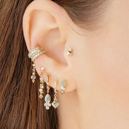 New Popular Opal 925 Silver Fashion Jewelry Earrings Women Gold Plated Diamond Statement Hoop Earrings