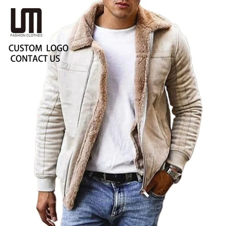 OEM ODM Wholesale Winter Men Casual Thick Long Sleeve Polyester Biker Jacket Plus Size Outwears Fleece Coat