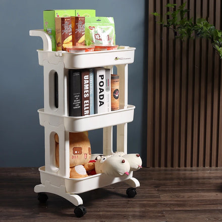 Sesame Hot Sale Bathroom Storage Rack Kid Book Shelf Toy Storage Shelf Cart Mobile 3 Layers Rolling Cart Trolley