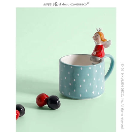 Wholesale Custom Christmas Decoration Creative Angel Ceramic Coffee Mugs Set Sublimation Tea Cup