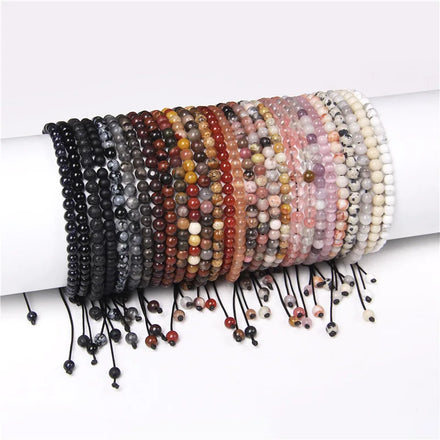 4mm Natural Energy Healing Crystal Beads Semi-precious Stone Adjustable Gemstone Bracelets 100% Handmade Woven Pulsera Jewelry