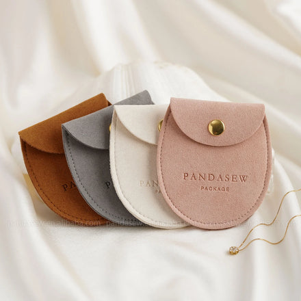 PandaSew Customized Thick Microfiber Mini Packing Bag Ring Earring Necklace Snap Button Jewelry Pouch with logo