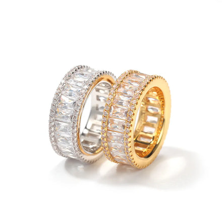 Modern Style Vintage Couple Brass Zircon Gemstone Rings 18K Gold Plated Punk Chunky Rings for Men