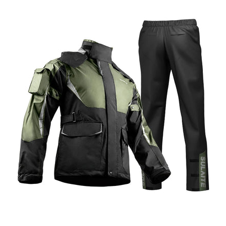 SULAITE Waterproof Upgrade Adults Motorcycle Rain Coat Jacket Set Reflective Light Raincoat Waterproof for Motorcyclist Riding