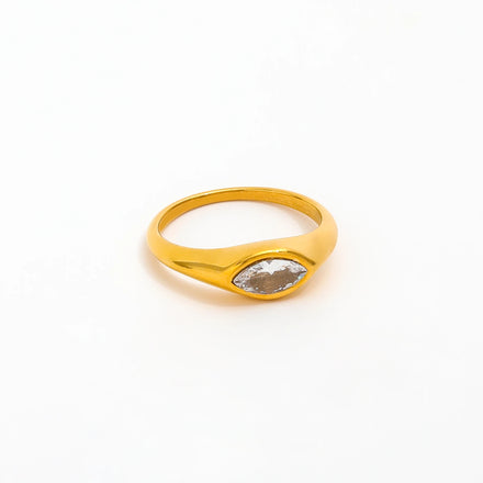 Fenny Stainless Steel Elegant Cubic Eye Zirconia Ring for Women Simple Ring 18K Gold Plated Wholesale Jewelry
