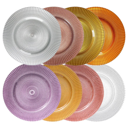 Luxury Rose Gold Pink Wedding Glass Charger Plates New Design Eco-Friendly for Hotel Parties