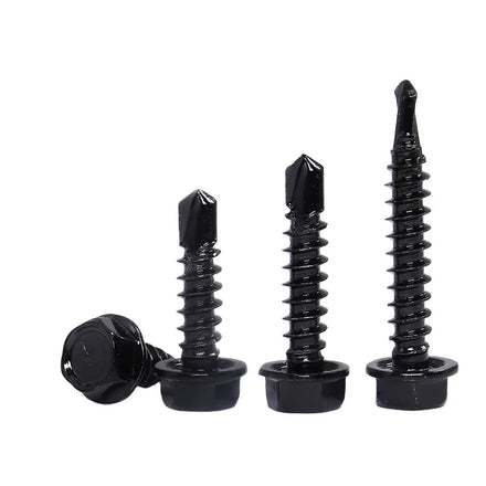 Carbon Steel Blackening Self-drilling Screw Hex Head Pan Head Screw M5 Hexagon Head with Serrated Flange