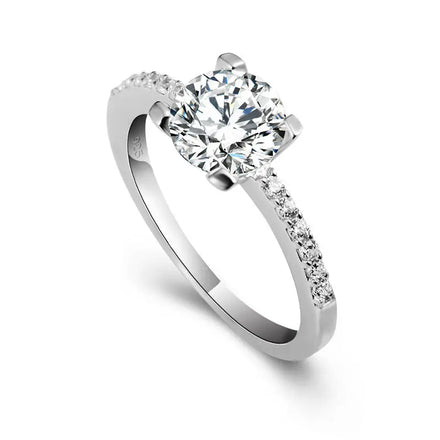 Wholesale 925 Sterling Silver Rhodium Plated Initial Big Zircon Engagement Rings New Design Party