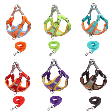 2025 Wholesale Dog Walking Pet Chest Strap Vest Type Dog Strap Rope Reflective Nylon Leash Pet Dog Collar and Leash Harness Set