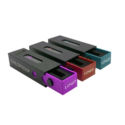 Custom Rigid Child Proof Cardboard 0.5ml 1ml Cigarette Child Resistant Proof Lock Sliding Box Drawer Paper Box
