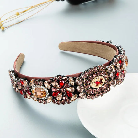 Women Crystal Headbands Fashion Beaded Crystal Sequin Bling Headbands Flannel Hair Hoops