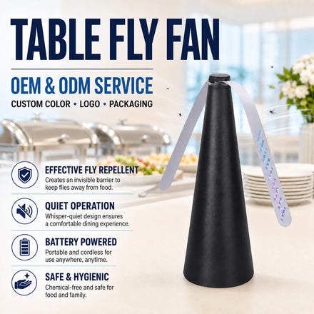 SJZ Top Sale Outdoor Indoor 3 Pack Soft Blades Table-Fly-Fan Fly Control Fan Revolving Electrical Batteries Eco-Friendly