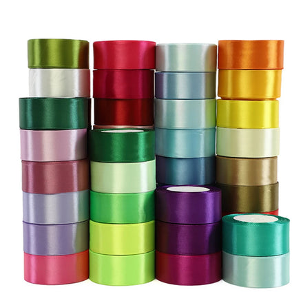 In Stock 4cm Width Mixed Solid Colors Single Faced Smooth Satin Ribbon