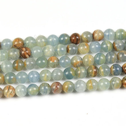 High Quality Semi Precious Natural Blue Calcite Beads Argentina Lemurian Aquatine Beads for Jewelry Making 6mm 8mm 10mm