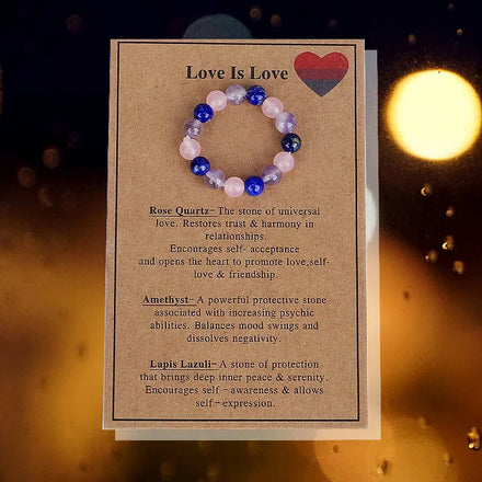 Bohemia Natural Lapis Amethyst Rose Quartz 4mm Stone Beaded Love Is Love Rings With Healing Crystals Handmade Elastic Jewelry