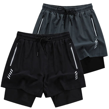 Mens Gym Shorts Pant Compression 2 in 1 Quick Dry 5 Inch Double Deck With Liner Mens Gym Shorts Compression