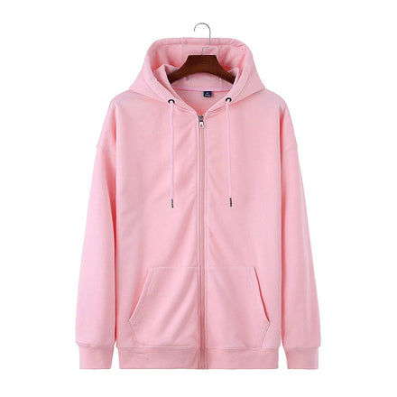 Wholesale Solid pink Black White Grey Long Sleeve Hooded Cotton Breathable Anti-wrinkle Zip Winter Sweatshirt Unisex Plain Dyed