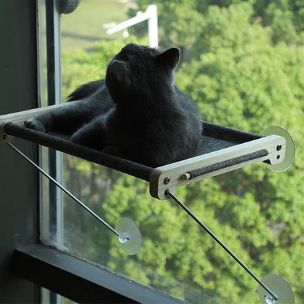 ZMaker Solid Wood Cat Hammock Window with Supported Under Metal Cat Window Perch