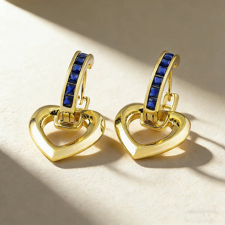 QIKU Fashion Colorful Rhinestone Heart Drop Earrings Copper Cubic Zirconia Jewelry Accessories Gift Women Wholesale Dropshipping