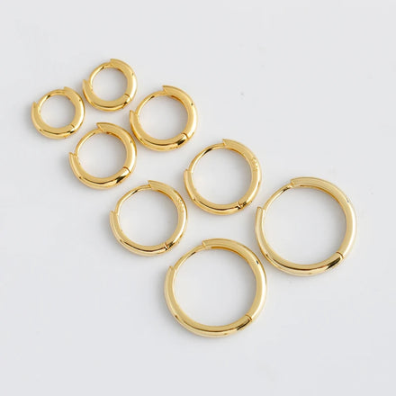 Jietao 18K Gold Plated 925 Sterling Silver Huggie Earrings Ladies' Simple Plain Hoops in Small Big Sizes More Style Options