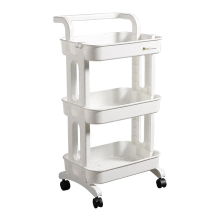 Sesame Plastic Removable Storage Utility Cart With Wheels Multi-functional Plastic Kitchen Cart Rack Food Trolley Cart