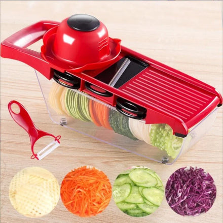 Vegetable Chopper Spiralizer Vegetable Slicer Onion Chopper with Container Pro Food Chopper Red Slicer Dicer Cutter